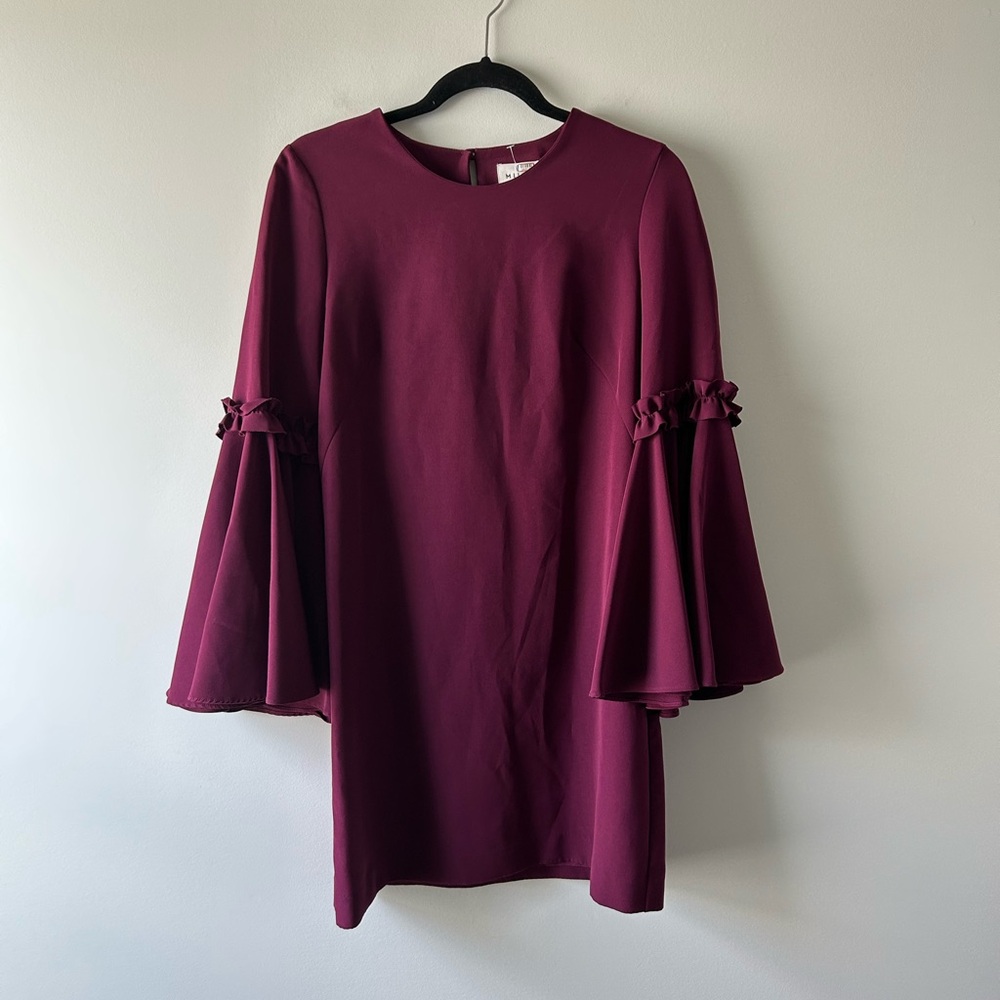 Women's Bell Sleeve Dress in Deep Plum